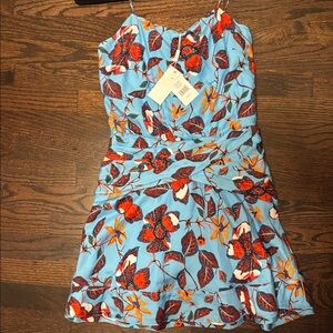 Floral Blue and Red Dress